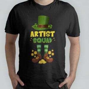 Irish Artist Squad Leprechaun Shamrock clover Art Cool St Patrick Day T-Shirt