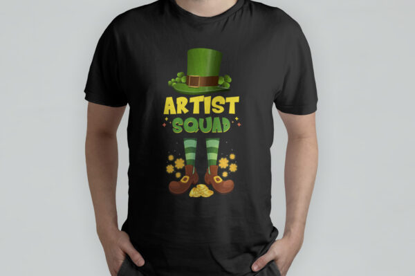 Irish Artist Squad Leprechaun Shamrock clover Art Cool St Patrick Day T-Shirt