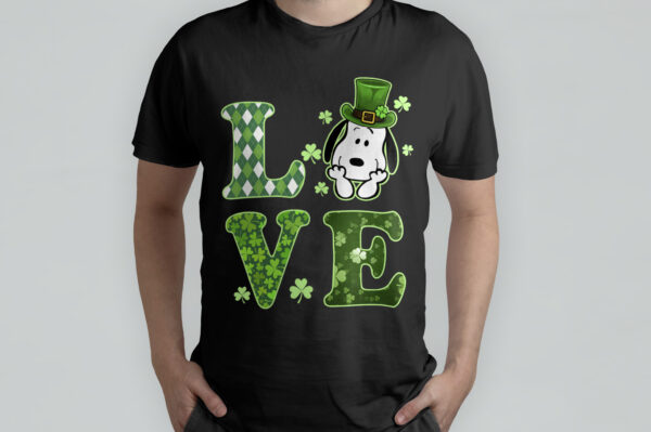 Snoopy Irish Love St. Patrick’s Day Green Hats Peanuts Shamrock Clover Feelin’ Lucky Day T-Shirt