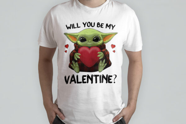 Will You Be My Valentine Baby Yoda One For Me Funny Valentine’s Shirt