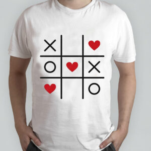 Love Always Win Tic-Tac-Toe XOXO Heart Valentines Day Gift T-Shirt