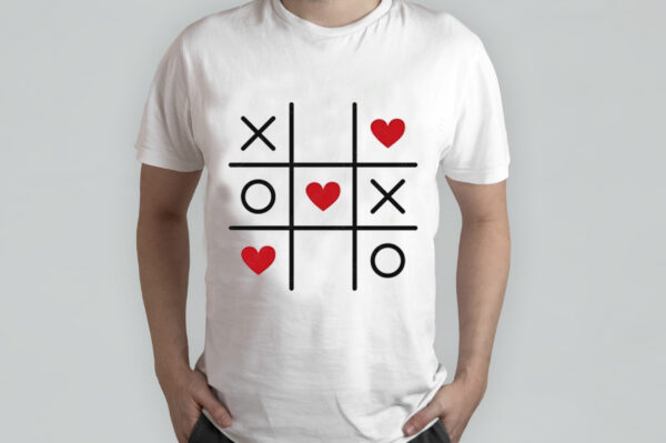 Love Always Win Tic-Tac-Toe XOXO Heart Valentines Day Gift T-Shirt