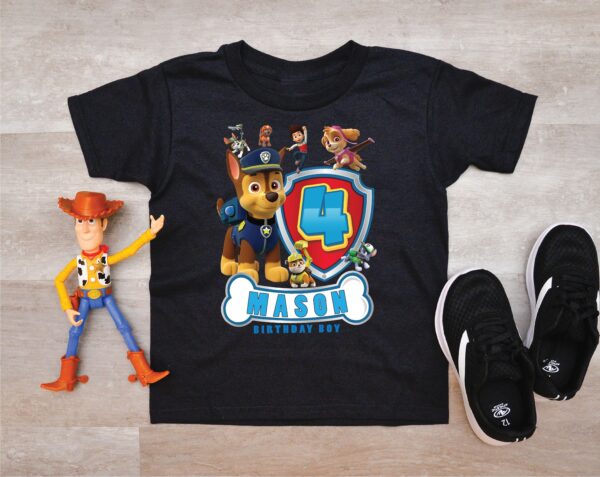 Custom Age Paw Patrol Chase Birthday Shirt