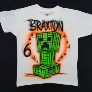 Custom Birthday Minecraft Creeper Shirt For Kids