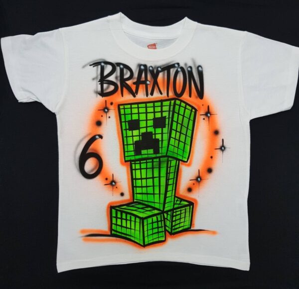 Custom Birthday Minecraft Creeper Shirt For Kids