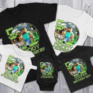 Custom Creeper Minecraft Birthday Party Shirt