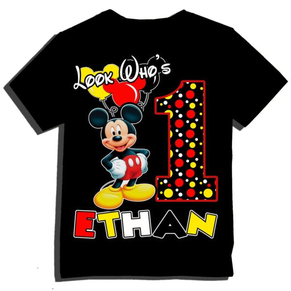 Custom Look Who’s 1 Mickey Birthday Shirt