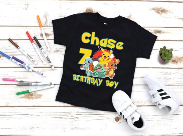 Custom Name Pikachu Family Birthday Shirt