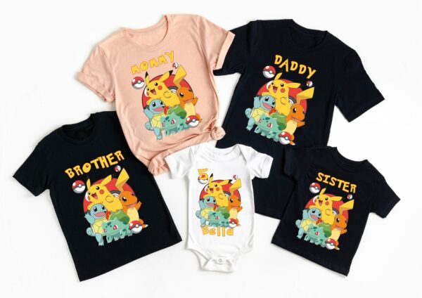 Custom Pokemon Matching Birthday Squad Shirts