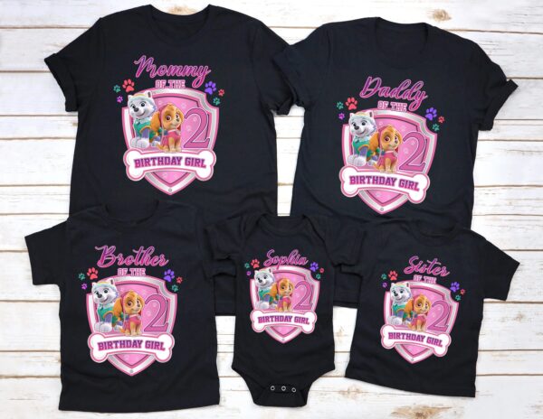 Custom Skye Paw Patrol Family Birthday Shirt