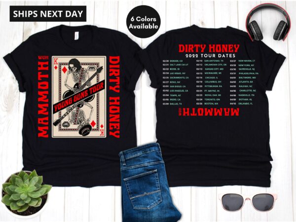 Dirty Honey & Mammoth WVH Young Guns Tour 2022 Shirt