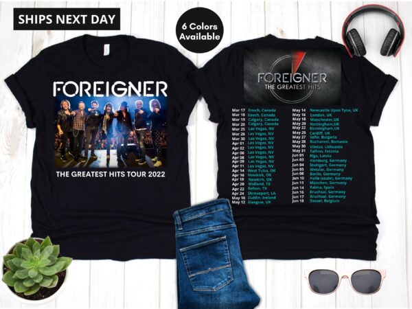 Foreigner The Greatest Hits Tour 2022 Double Sided Shirt