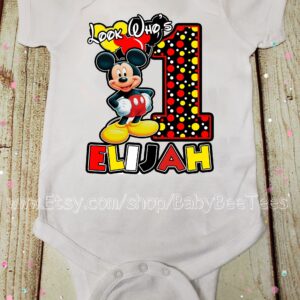 Custom Look Who’s 1 Mickey Birthday Shirt