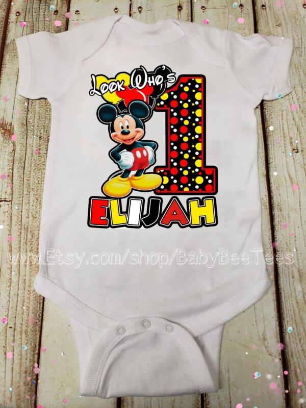 Custom Look Who’s 1 Mickey Birthday Shirt