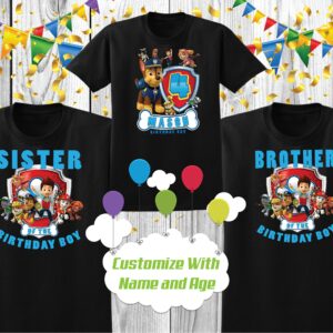 Custom Age Paw Patrol Chase Birthday Shirt