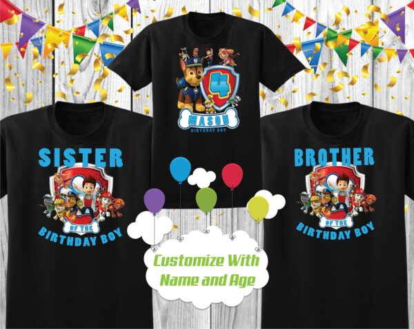 Custom Age Paw Patrol Chase Birthday Shirt