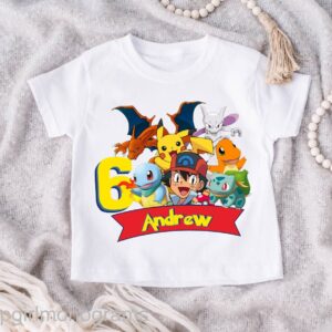 Custom Pokemon Matching Birthday Family Shirt