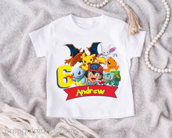 Custom Pokemon Matching Birthday Family Shirt