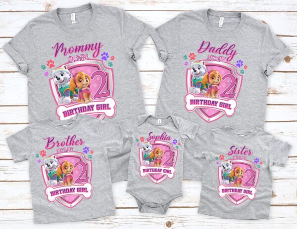 Custom Skye Paw Patrol Family Birthday Shirt