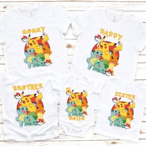 Personalized Birthday Pokemon Family Shirts For Kids