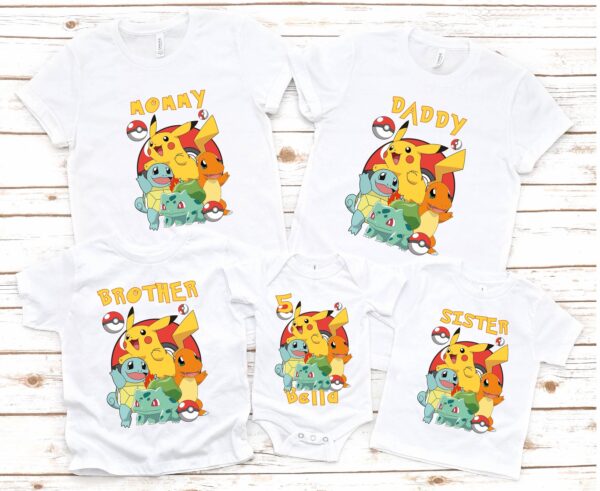 Personalized Birthday Pokemon Family Shirts For Kids