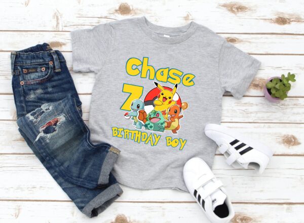 Custom Name Pikachu Family Birthday Shirt