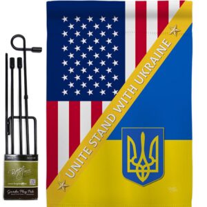 US Stand With Ukaine Garden Flag Outdoor Decor