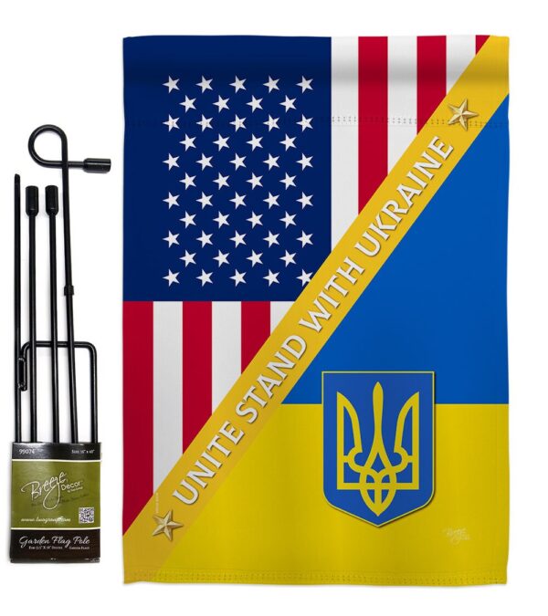 US Stand With Ukaine Garden Flag Outdoor Decor