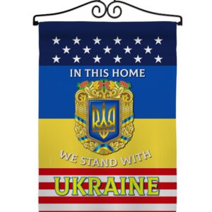 In This Home We Stand With Ukraine Garden Flag