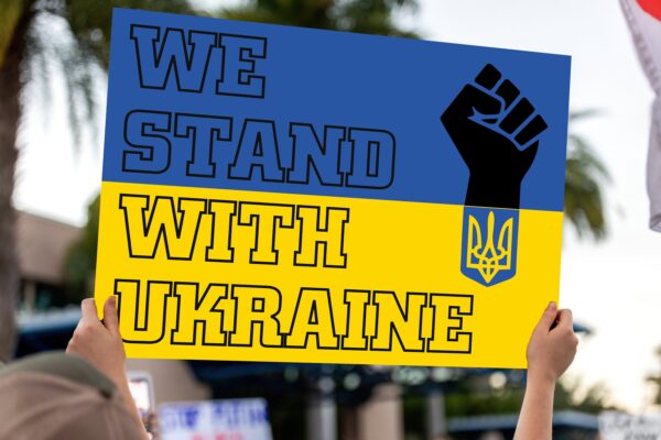 We Stand With Ukraine Support Yard Sign