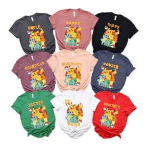 Personalized Birthday Pokemon Family Shirts For Kids