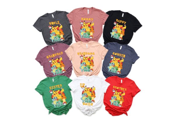 Personalized Birthday Pokemon Family Shirts For Kids