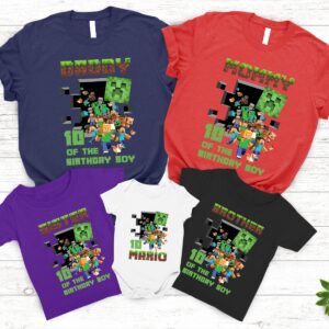 Minecraft Birthday Boy Matching Family Party Shirt