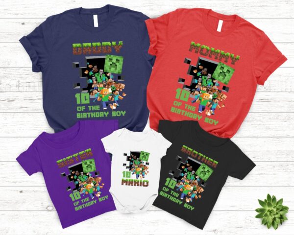 Minecraft Birthday Boy Matching Family Party Shirt