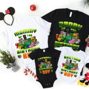 Minecraft Family Birthday Matching Shirts