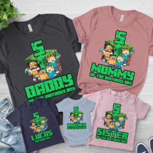 Personalize Minecraf Gift For Birthday Party Shirt