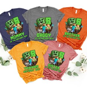 Personalize Minecraft Family Matching Birthday Shirt