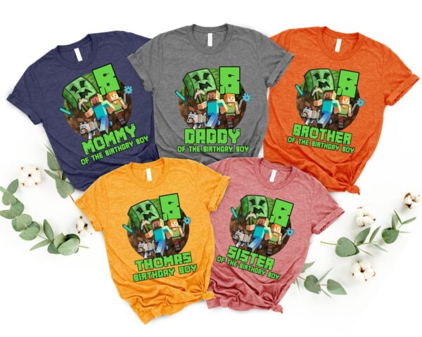 Personalize Minecraft Family Matching Birthday Shirt