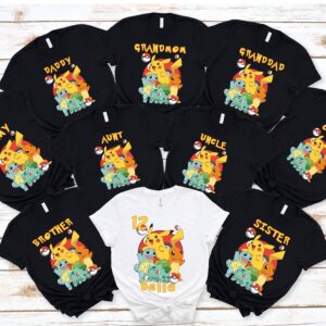 Personalized Birthday Pokemon Family Shirts For Kids