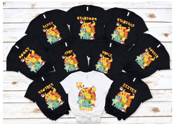 Personalized Birthday Pokemon Family Shirts For Kids