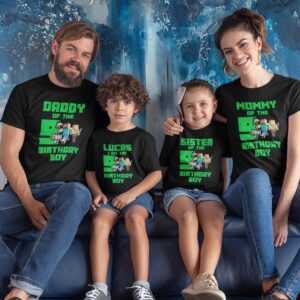 Personalized Minecraft Birthday Matching Family Shirt