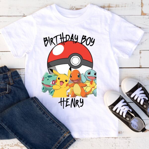 Personalized Name Pokemon Birthday Party Shirt