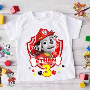 Personalized Paw Patrol Inspired Birthday T Shirt