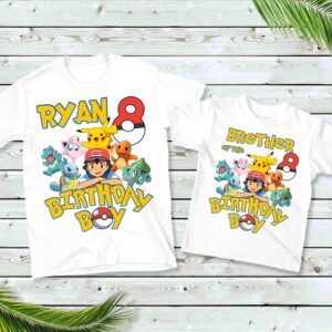 Personalized Pokemon Matching Birthday Family Shirts