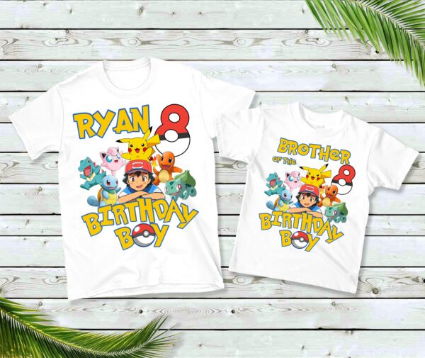 Personalized Pokemon Matching Birthday Family Shirts