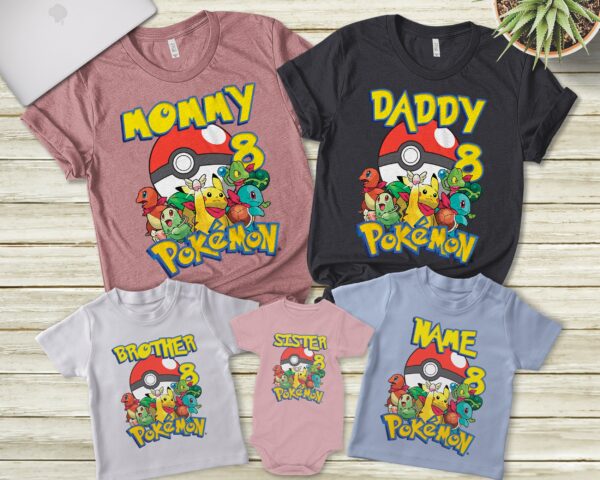 Pokemon Custom Birthday Family Shirt