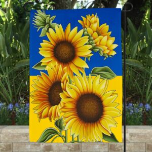 Stand With Ukraine Sunflower Garden Flag