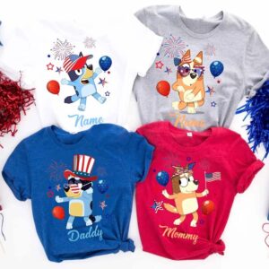 4th Of July Bluey Family T-Shirt