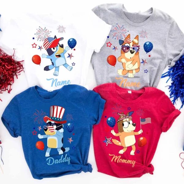 4th Of July Bluey Family T-Shirt