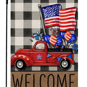 4th Of July Patrioctic Welcome Truck Garden Flag